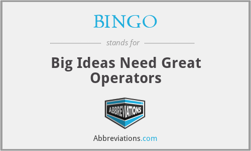 BINGO - Big Ideas Need Great Operators