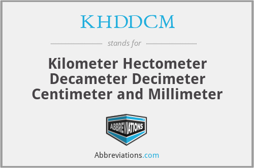 KHDDCM - Kilometer Hectometer Decameter Decimeter Centimeter and Millimeter