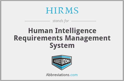 HIRMS - Human Intelligence Requirements Management System