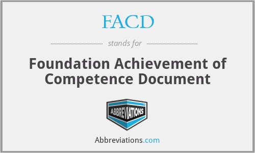 FACD - Foundation Achievement of Competence Document