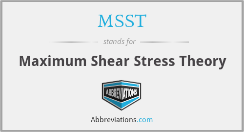 MSST - Maximum Shear Stress Theory