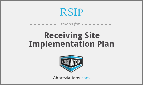 RSIP - Receiving Site Implementation Plan