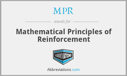 MPR - Mathematical Principles of Reinforcement
