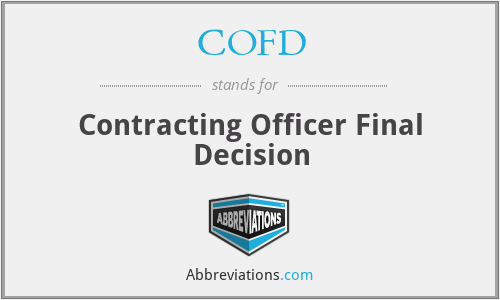 COFD - Contracting Officer Final Decision