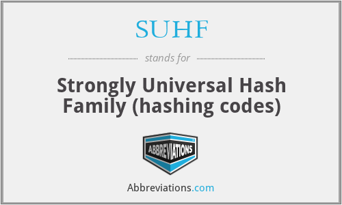 SUHF - Strongly Universal Hash Family (hashing codes)