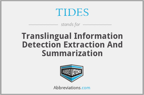 TIDES - Translingual Information Detection Extraction And Summarization