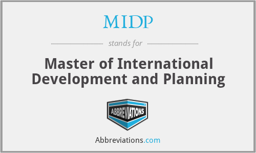 MIDP - Master of International Development and Planning