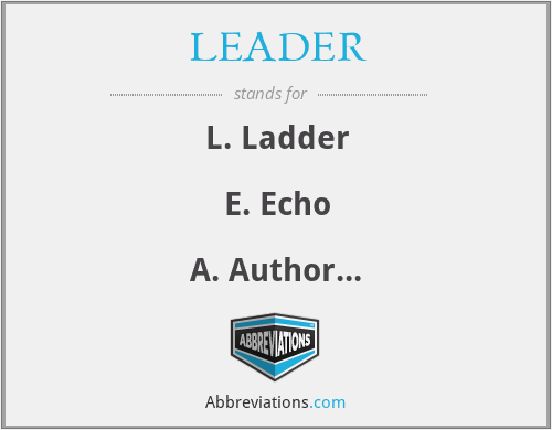 LEADER - L. Ladder

E. Echo

A. Author

D. Driver

E. Edification

R. Responsibility