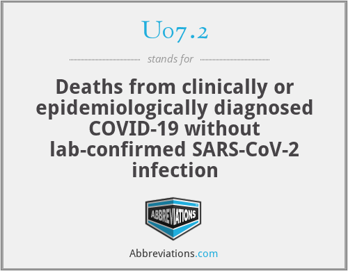 U07.2 - Deaths from clinically or epidemiologically diagnosed COVID-19 without lab-confirmed SARS-CoV-2 infection