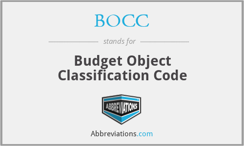BOCC - Budget Object Classification Code