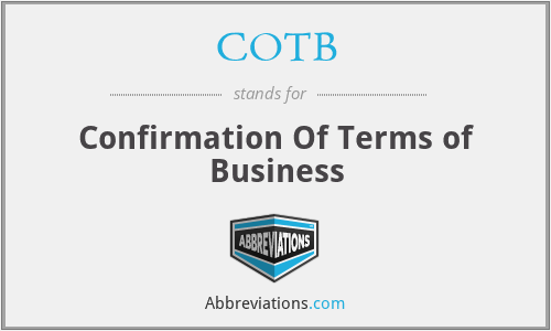 COTB - Confirmation Of Terms of Business
