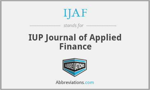 IJAF - IUP Journal of Applied Finance