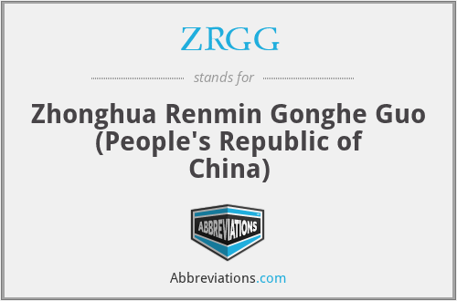 ZRGG - Zhonghua Renmin Gonghe Guo (People's Republic of China)