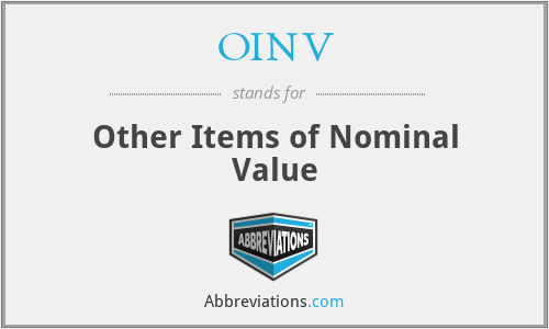 OINV - Other Items of Nominal Value