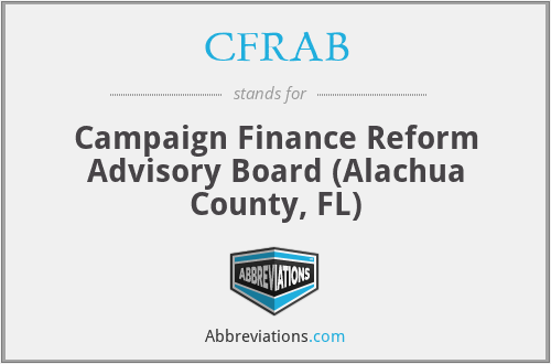 CFRAB - Campaign Finance Reform Advisory Board (Alachua County, FL)