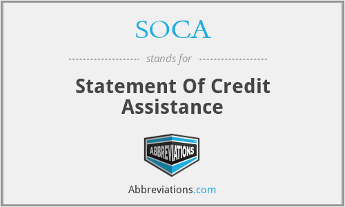 SOCA - Statement Of Credit Assistance