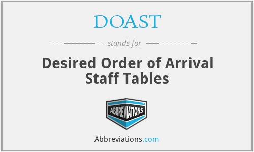 DOAST - Desired Order of Arrival Staff Tables