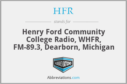 HFR - Henry Ford Community College Radio, WHFR, FM-89.3, Dearborn, Michigan