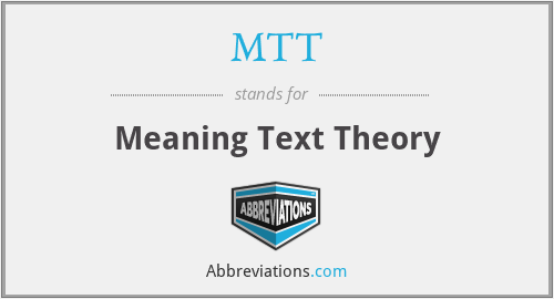 MTT - Meaning Text Theory