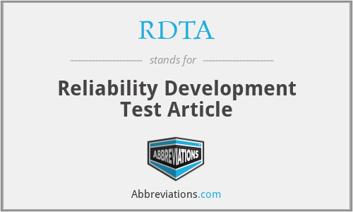 RDTA - Reliability Development Test Article