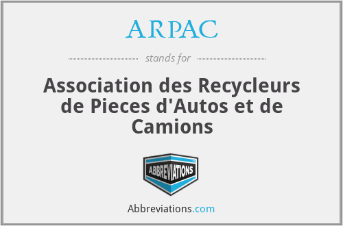 ARPAC - Association des Recycleurs de Pieces d'Autos et de Camions