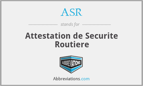 ASR - Attestation de Securite Routiere