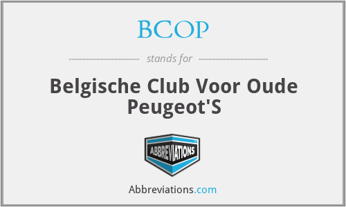 BCOP - Belgische Club Voor Oude Peugeot'S