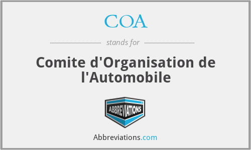 COA - Comite d'Organisation de l'Automobile