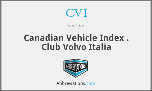 CVI - Canadian Vehicle Index . Club Volvo Italia