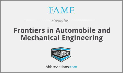 FAME - Frontiers in Automobile and Mechanical Engineering