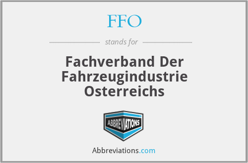 FFO - Fachverband Der Fahrzeugindustrie Osterreichs