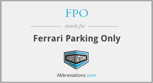 FPO - Ferrari Parking Only