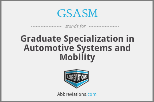GSASM - Graduate Specialization in Automotive Systems and Mobility