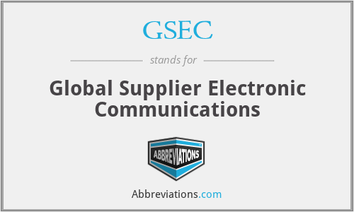 GSEC - Global Supplier Electronic Communications