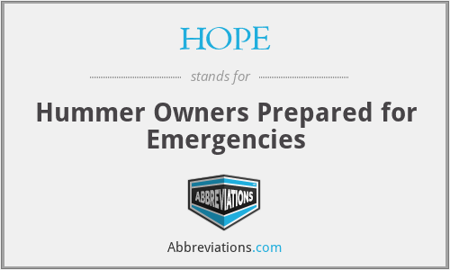 HOPE - Hummer Owners Prepared for Emergencies