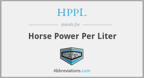 HPPL - Horse Power Per Liter