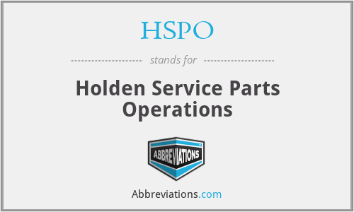 HSPO - Holden Service Parts Operations