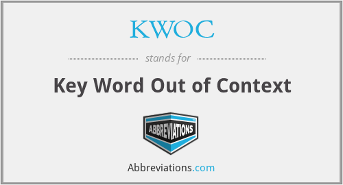 KWOC - Key Word Out of Context