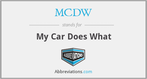 MCDW - My Car Does What