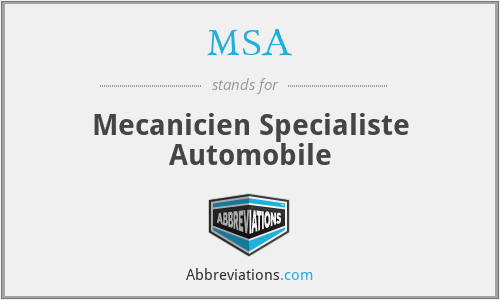 MSA - Mecanicien Specialiste Automobile