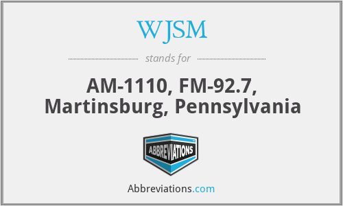 WJSM - AM-1110, FM-92.7, Martinsburg, Pennsylvania