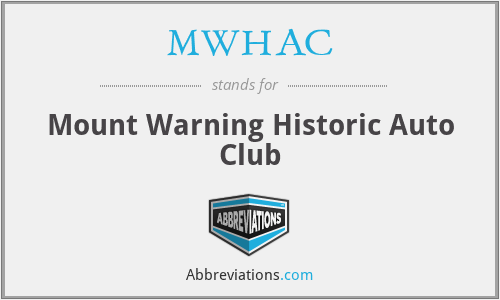 MWHAC - Mount Warning Historic Auto Club