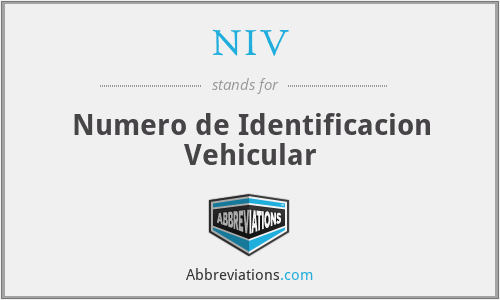 NIV - Numero de Identificacion Vehicular