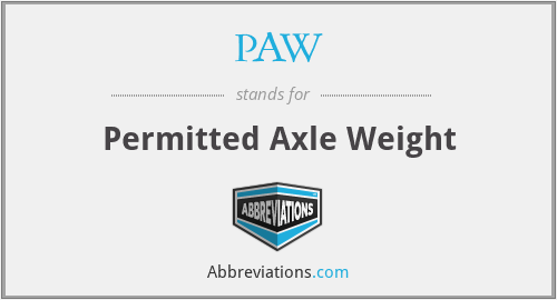 PAW - Permitted Axle Weight