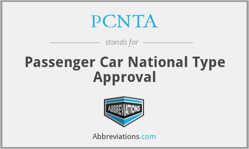 PCNTA - Passenger Car National Type Approval