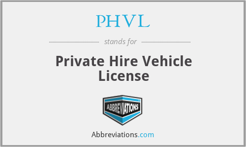 PHVL - Private Hire Vehicle License