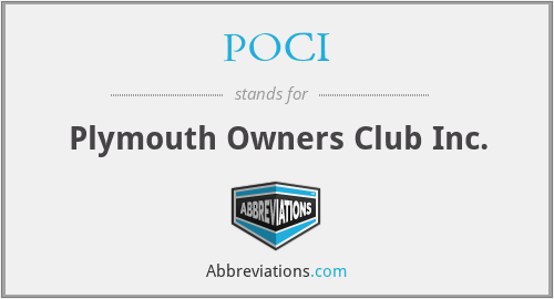 POCI - Plymouth Owners Club Inc.
