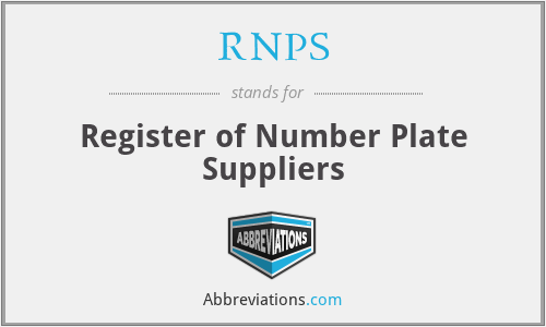 RNPS - Register of Number Plate Suppliers