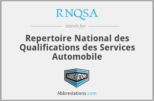 RNQSA - Repertoire National des Qualifications des Services Automobile