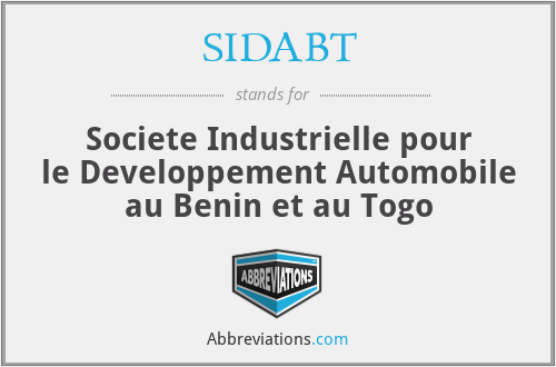 SIDABT - Societe Industrielle pour le Developpement Automobile au Benin et au Togo